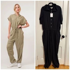 3/$20 And The Why Washed Short Sleeve Hooded Jumpsuit